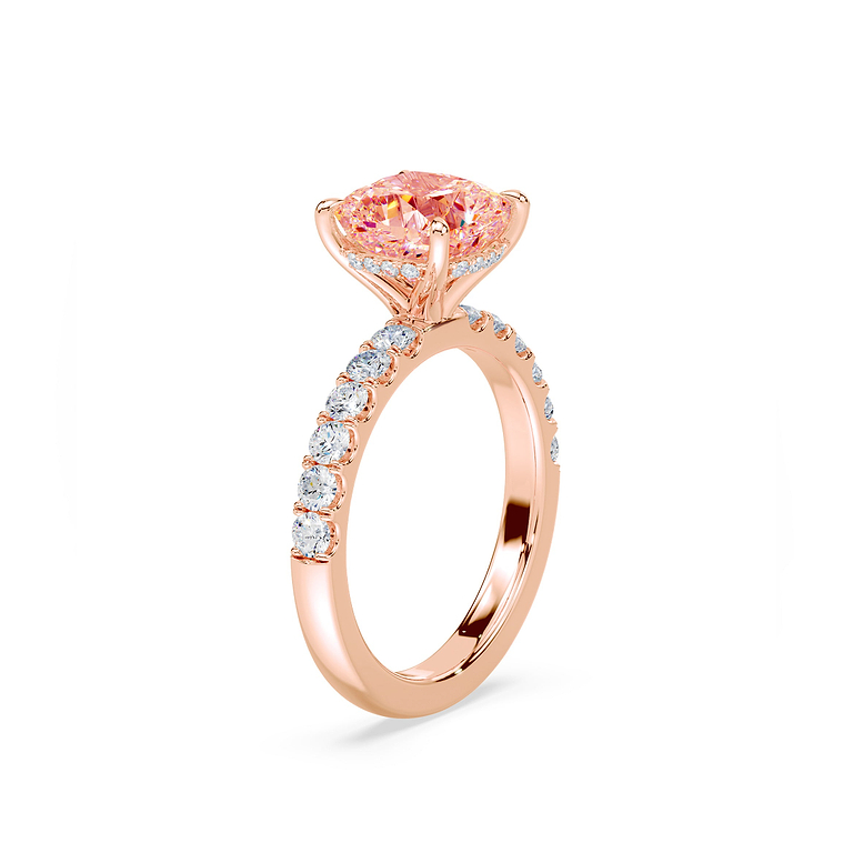 Pink Cushion 3.01ct Medium Pave Ring