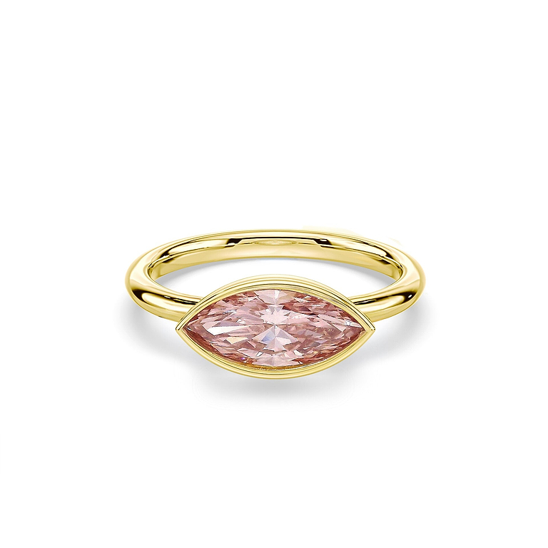 Marquise Cut 1.10ct Fancy Pink Diamond Bezel Ring