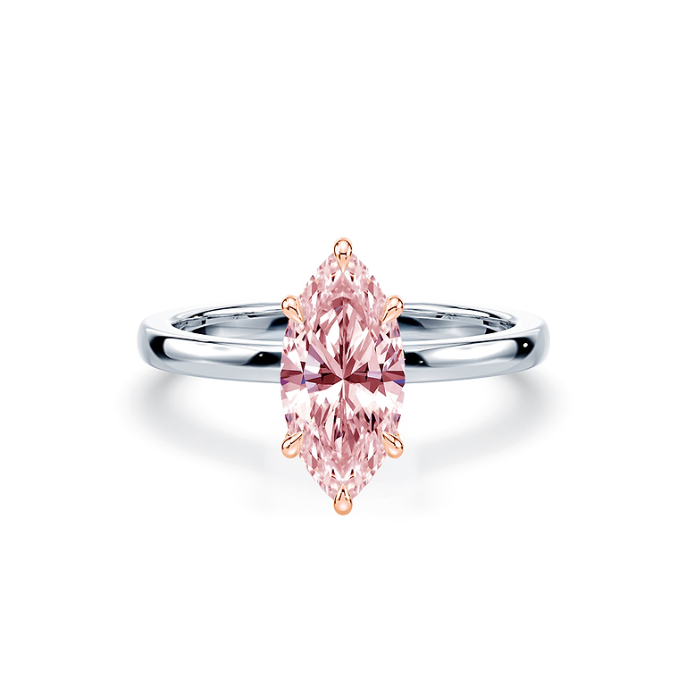 Pink Marquise Cut 1.90ct Two Tone Solitaire Ring