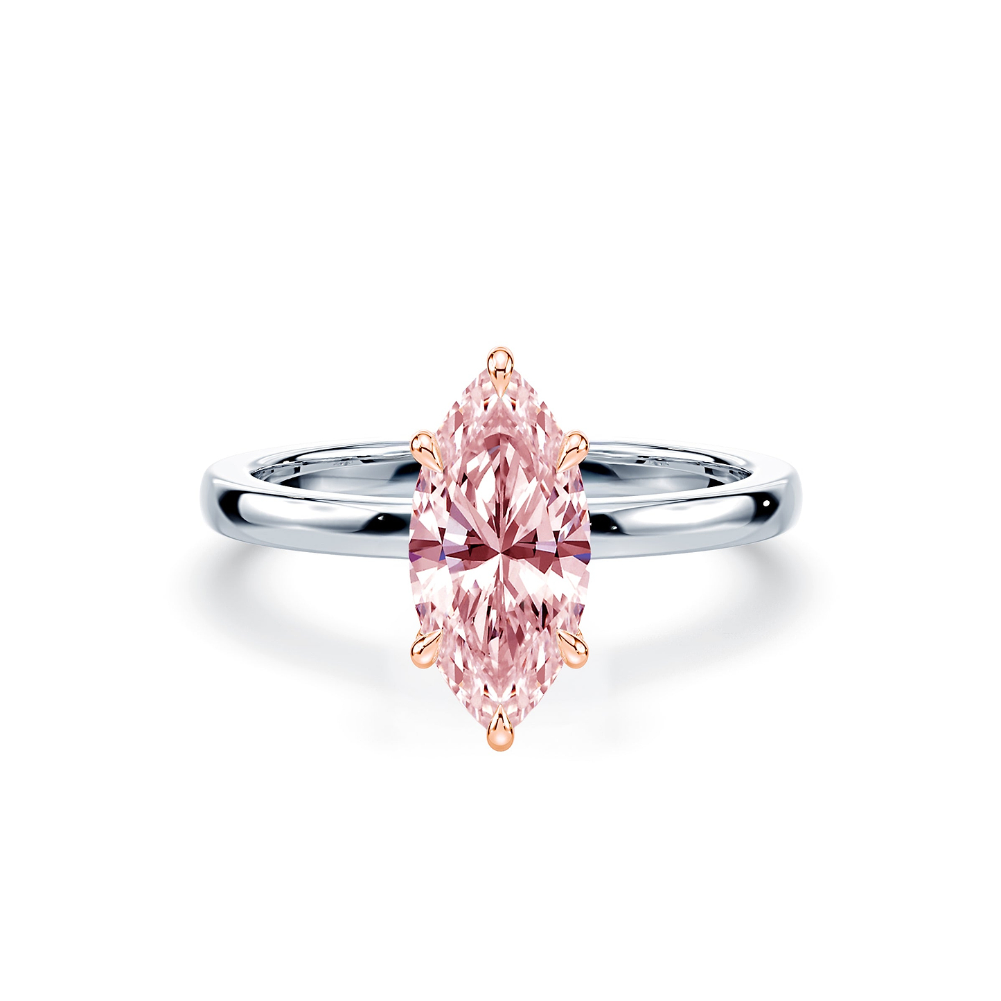 Pink Marquise Cut 1.90ct Two Tone Solitaire Ring