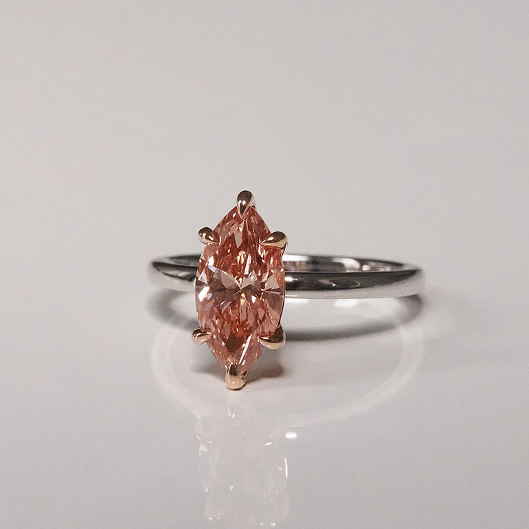 Pink Marquise Cut 1.90ct Two Tone Solitaire Ring