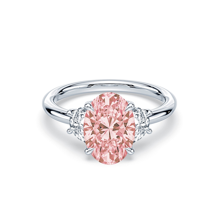 Pink Oval 4cttw Three Stone Ring