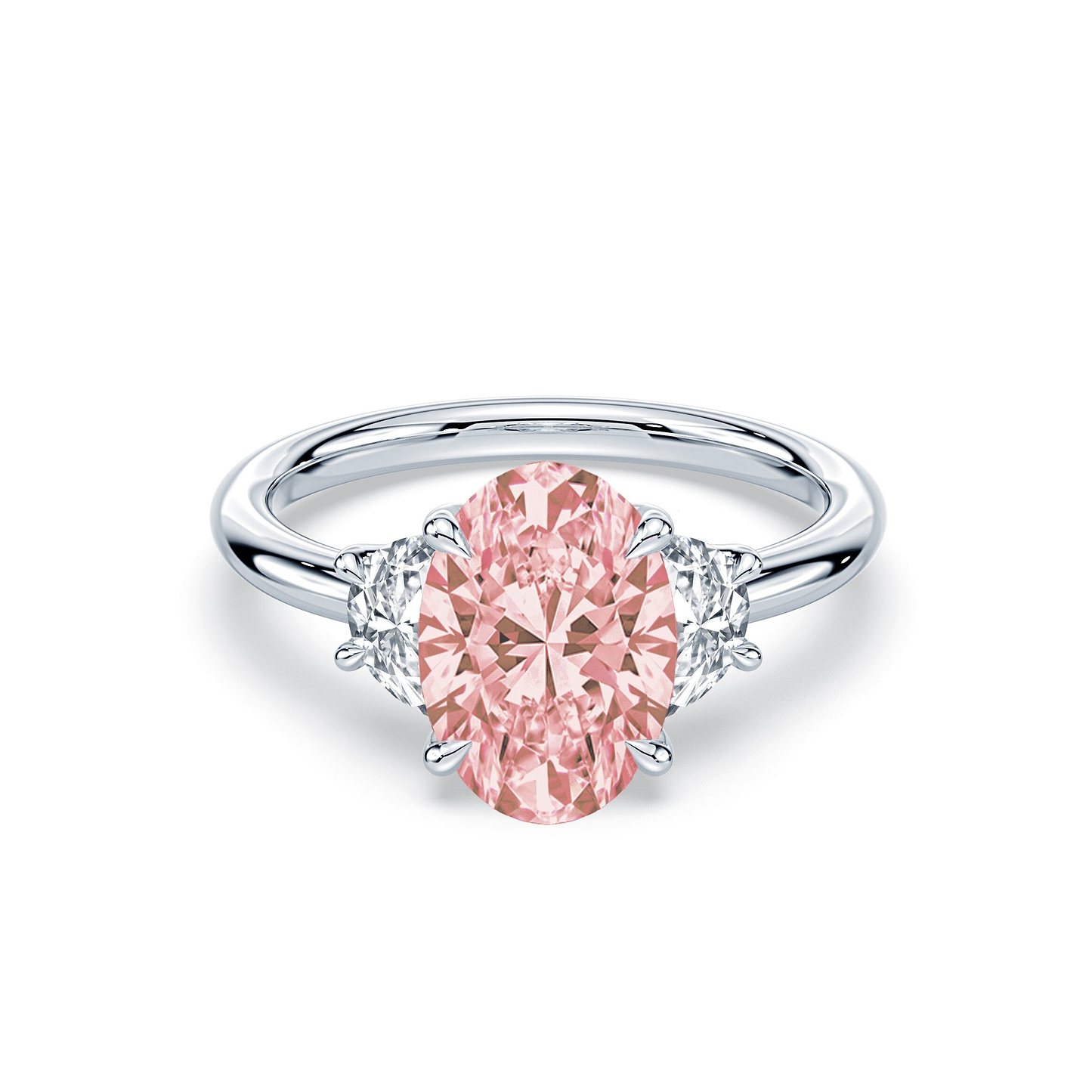 Pink Oval 4cttw Three Stone Ring