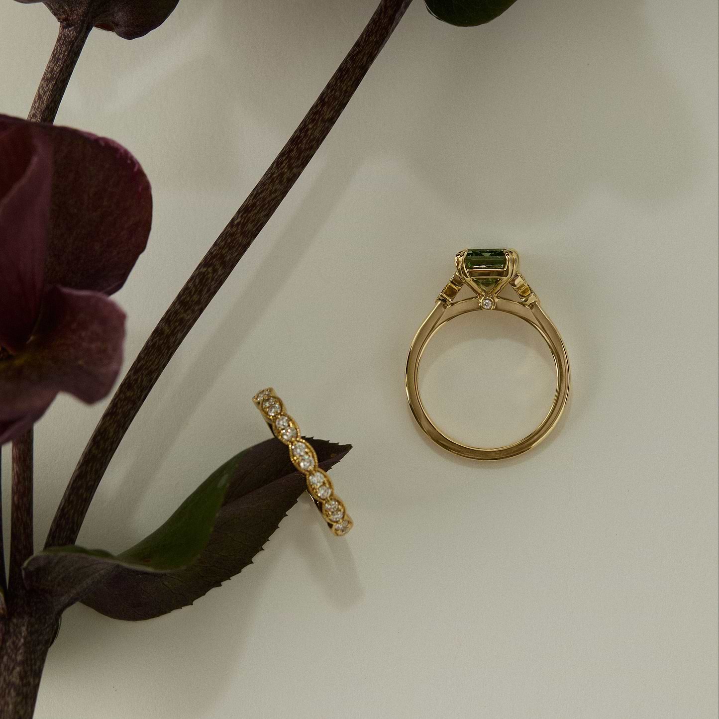 Green Emerald Cut 3.78ct Vintage Peekaboo Ring