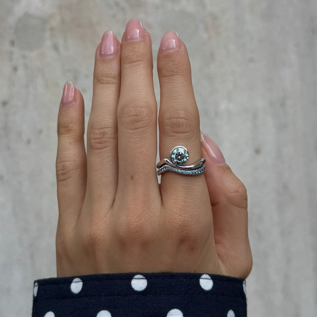 Blue Round 1.53ct Wavecrest Solitaire