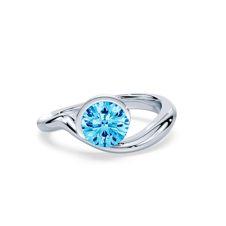 Blue Round 1.53ct Wavecrest Solitaire