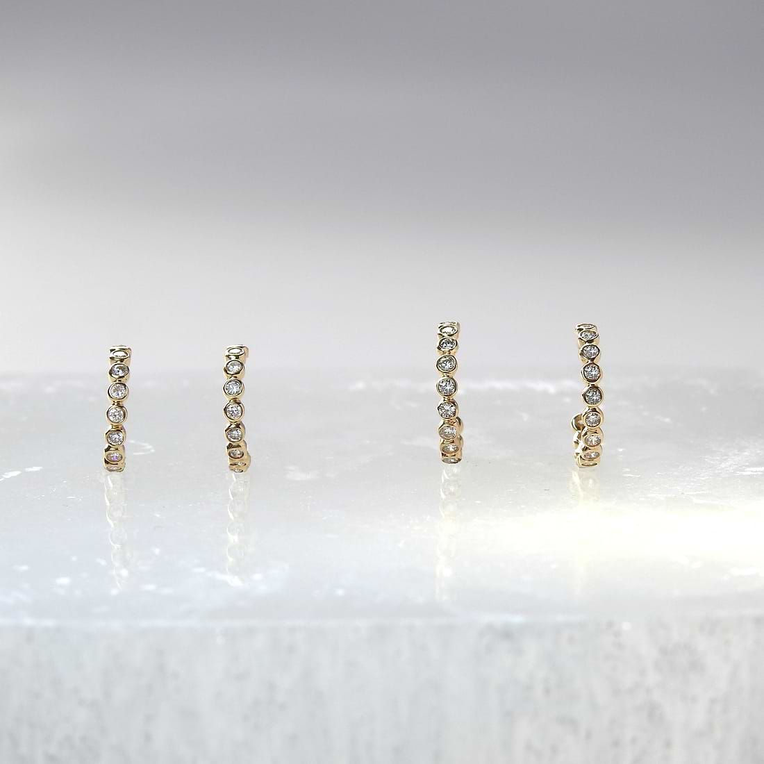 Lab Diamond Bezel Huggie Hoops
