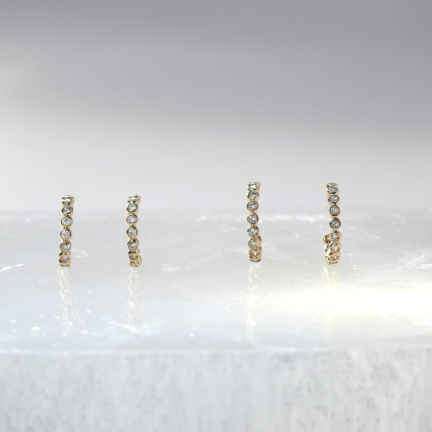 Lab Diamond Bezel Huggie Hoops