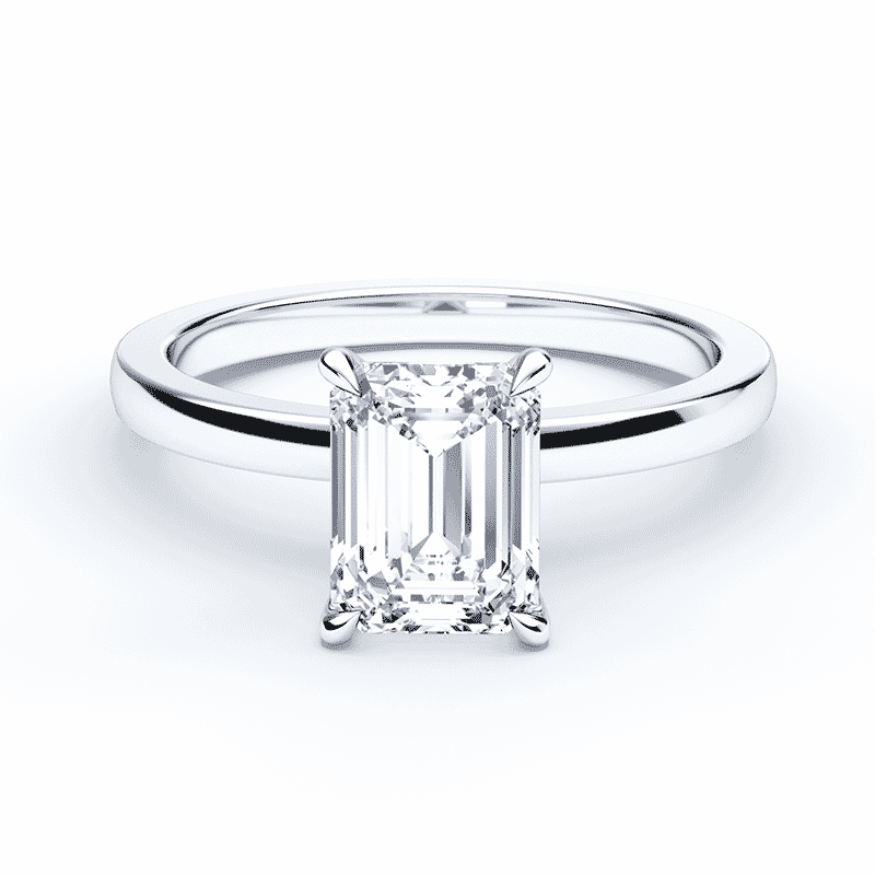 Emerald Cut Hidden Halo Ring