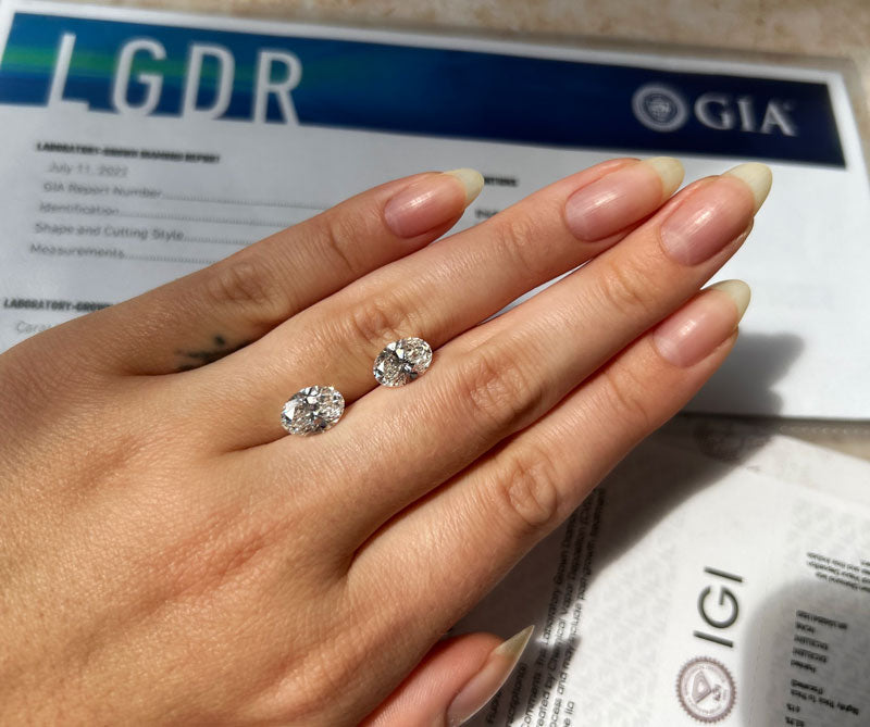 IGI and GIA graded diamonds on hand with their certificates