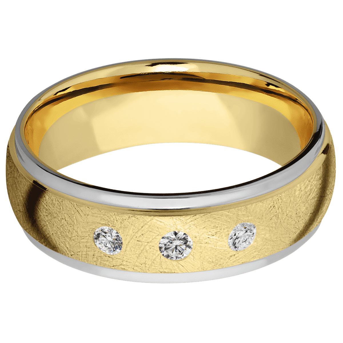 14K Yellow Gold + Distressed , Polish Finish