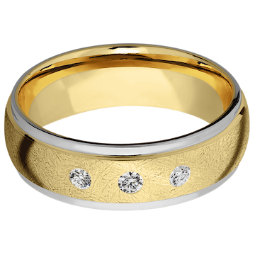 14K Yellow Gold + Distressed , Polish Finish