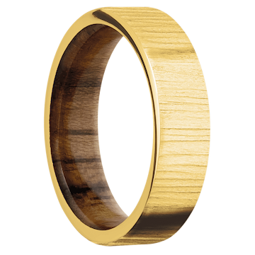 18K Yellow Gold + Treebark1 Finish + Teak