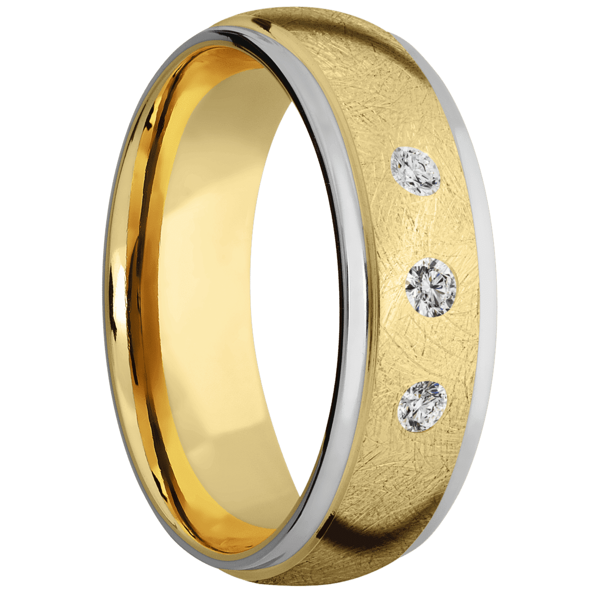 14K Yellow Gold + Distressed , Polish Finish