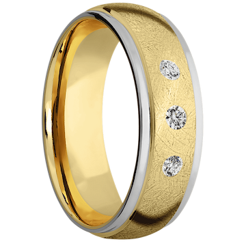 14K Yellow Gold + Distressed , Polish Finish