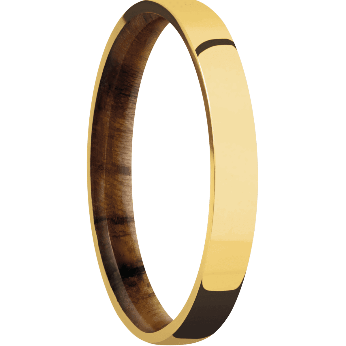 18K Yellow Gold + Polish Finish + Teak
