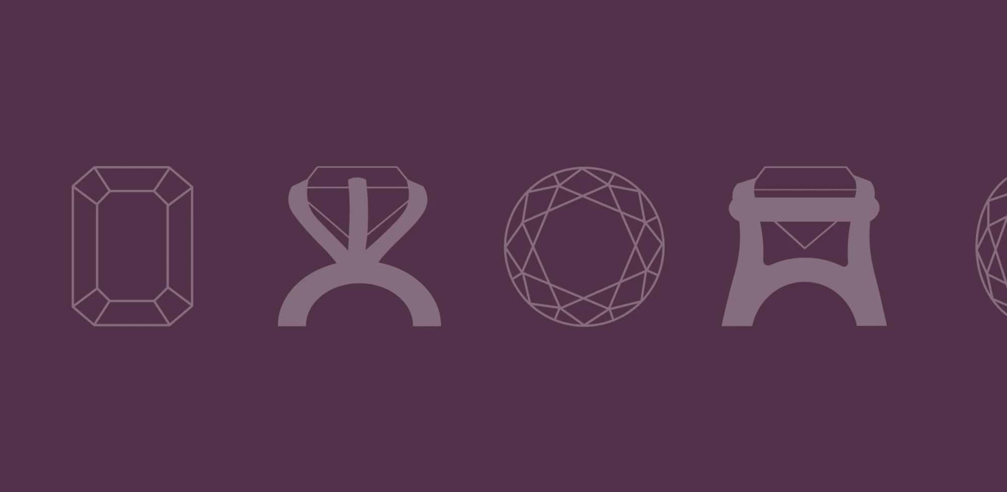 three diamond icons on a purple background