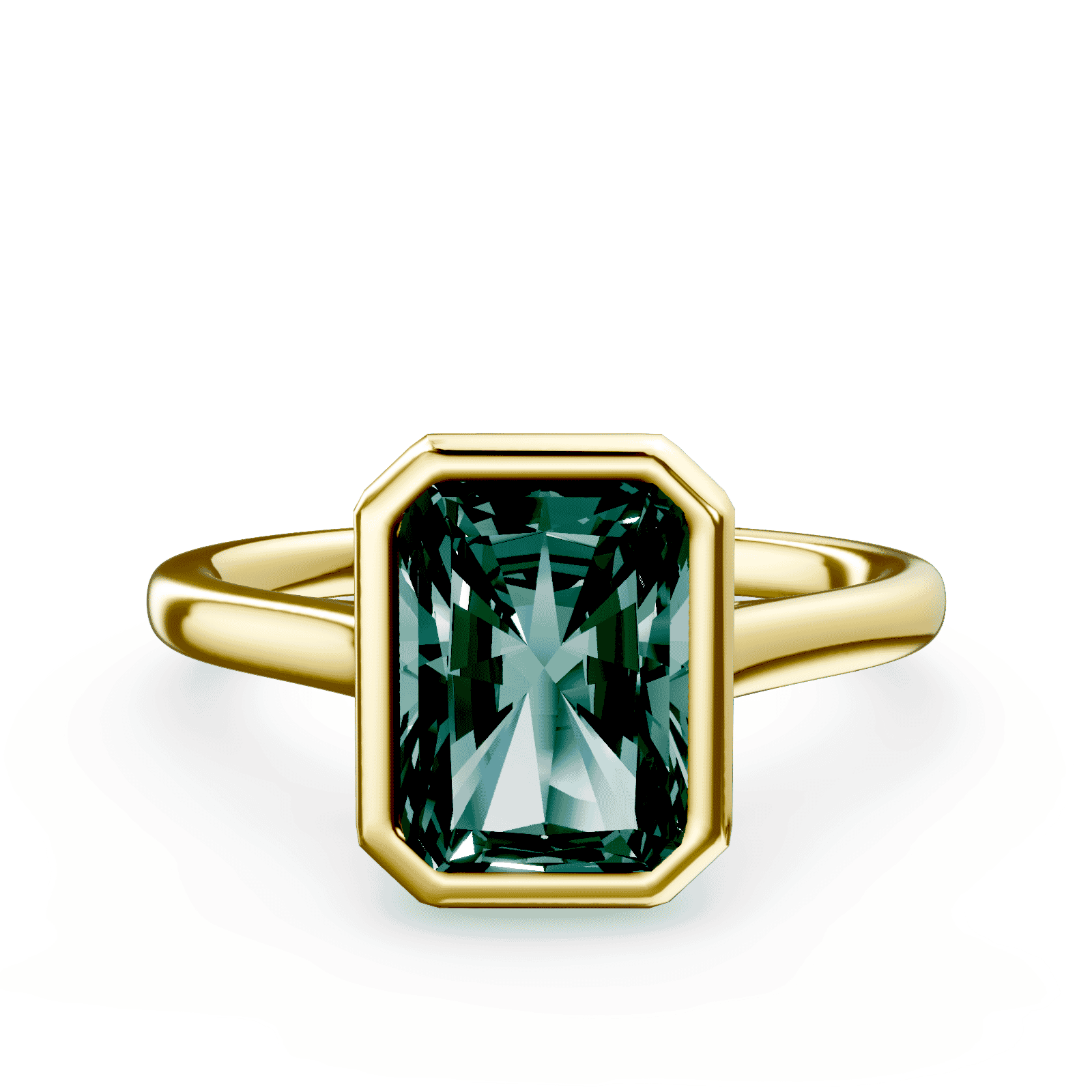 Radiant Cut Cathedral Bezel Green Diamond Ring