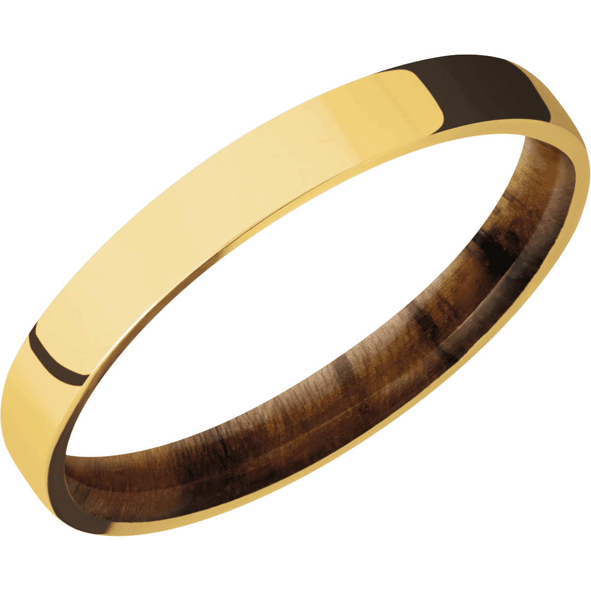 18K Yellow Gold + Polish Finish + Teak