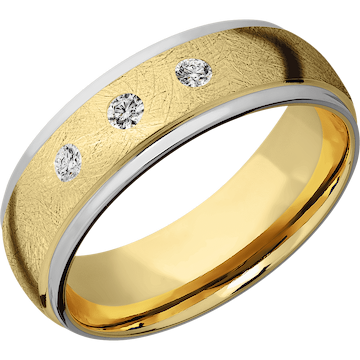 14K Yellow Gold + Distressed , Polish Finish