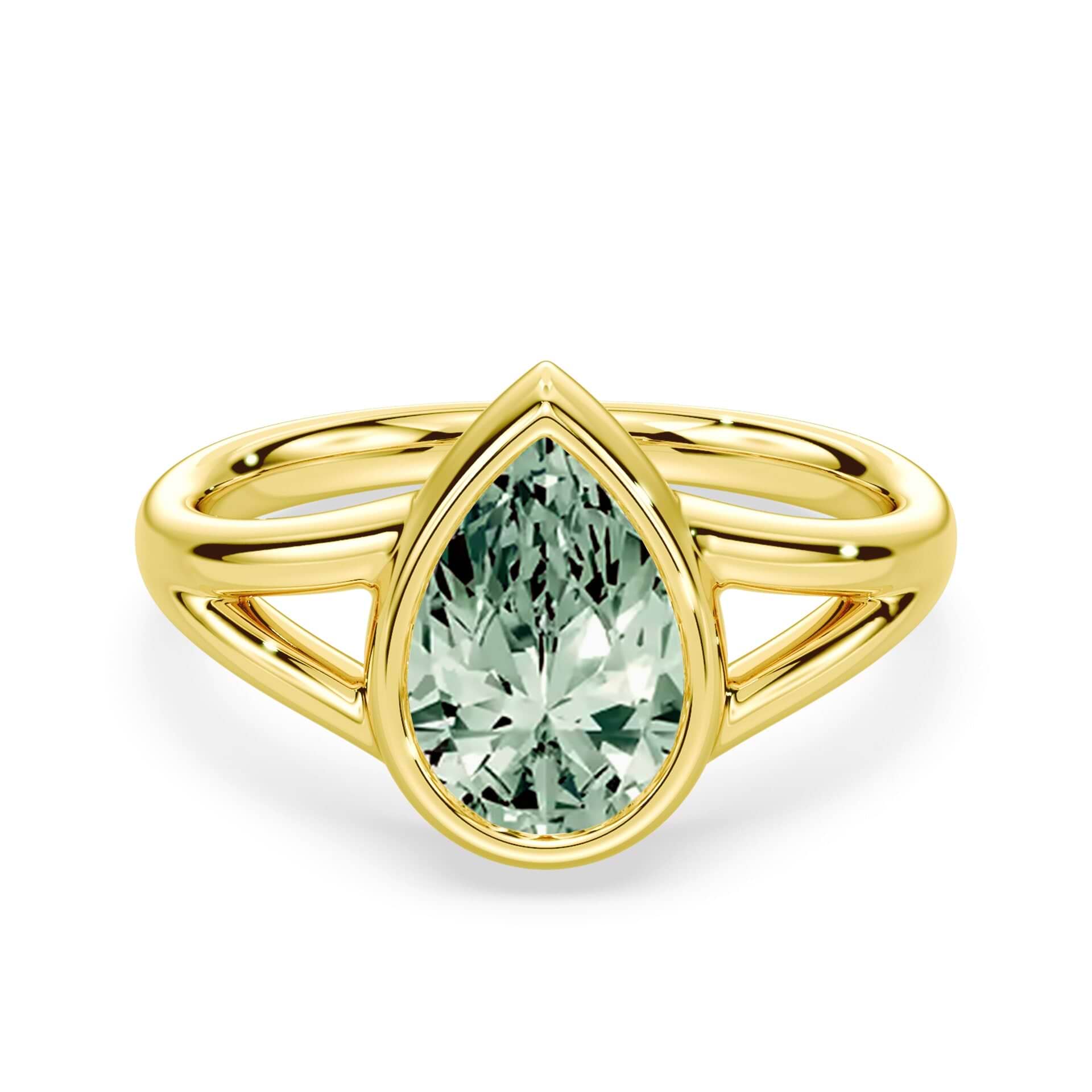 Green Pear Split Shank Ring