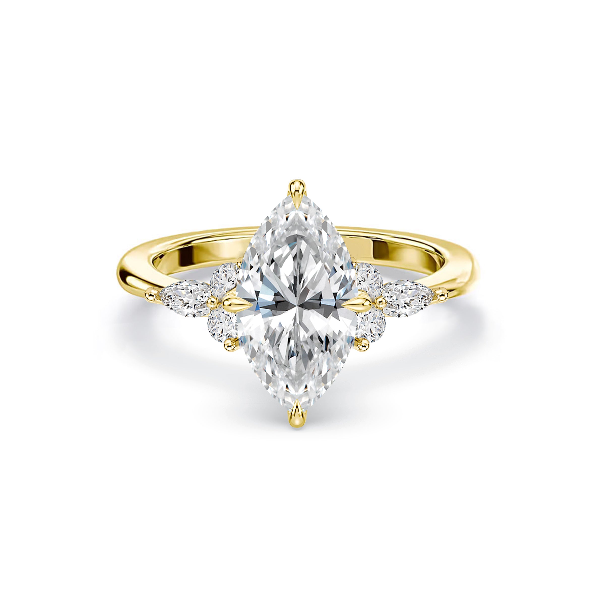 Marquise Cut 2.99ct Cluster Diamond Ring