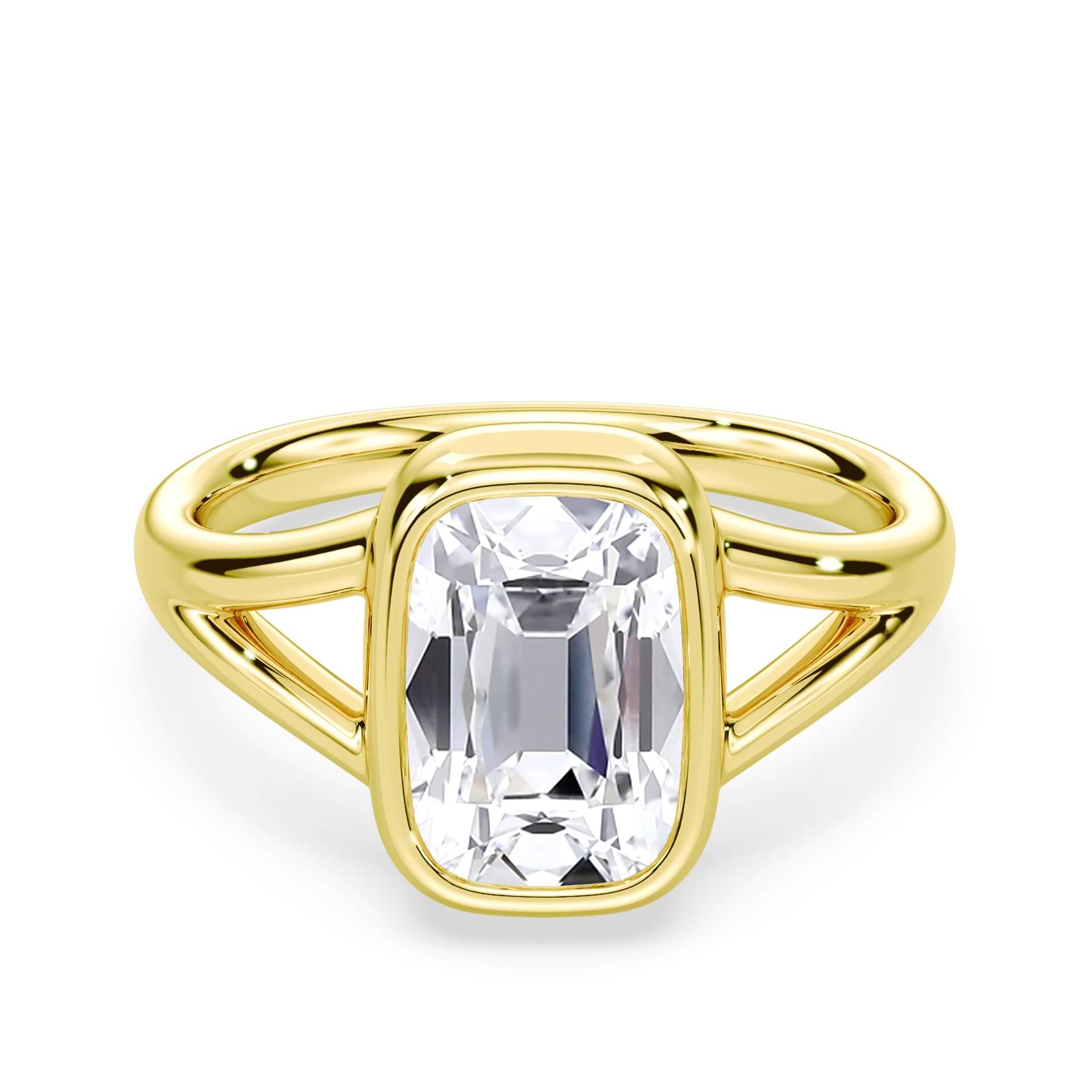 Old Mine Cut Split Shank Bezel Ring