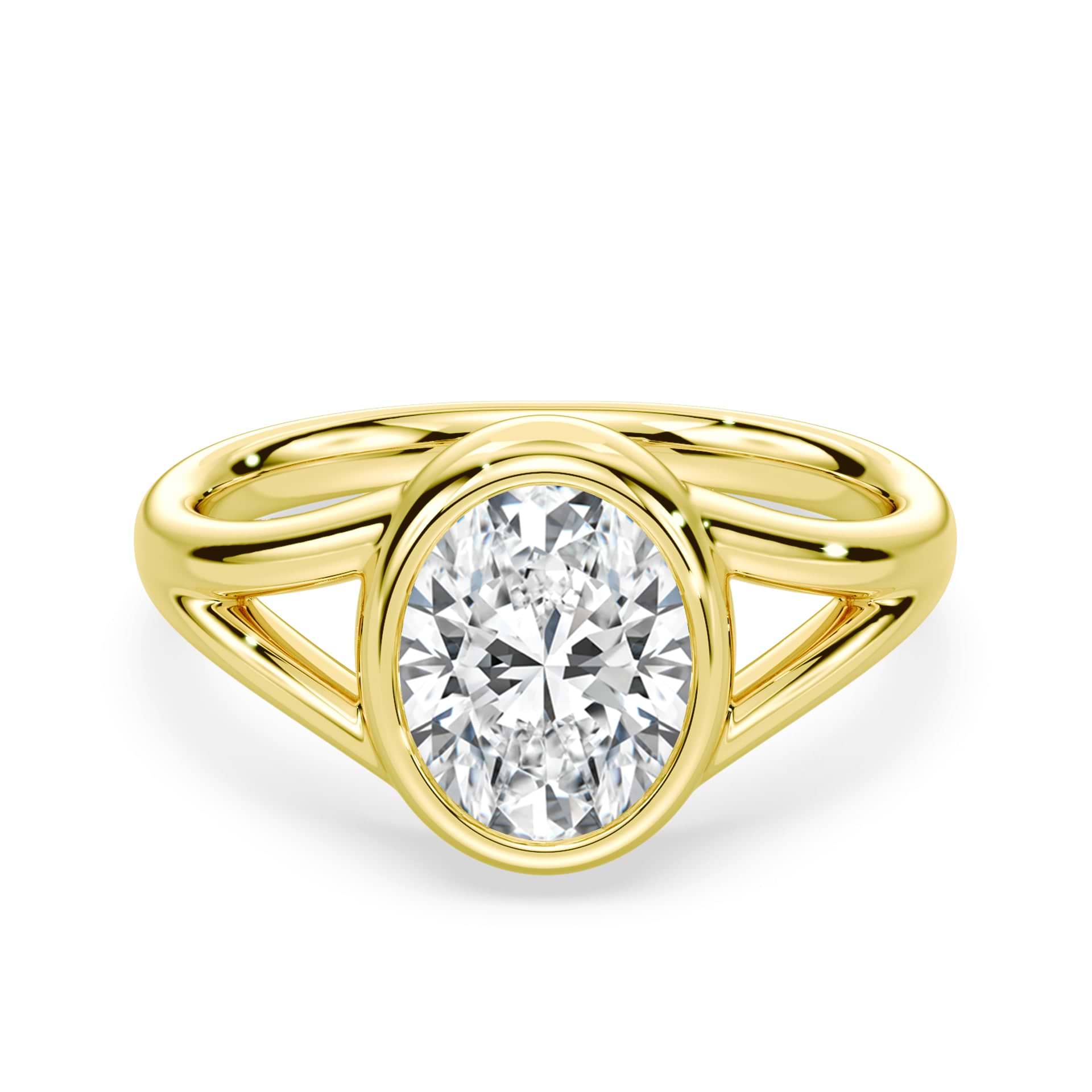 Oval Split Shank Bezel Engagement Ring