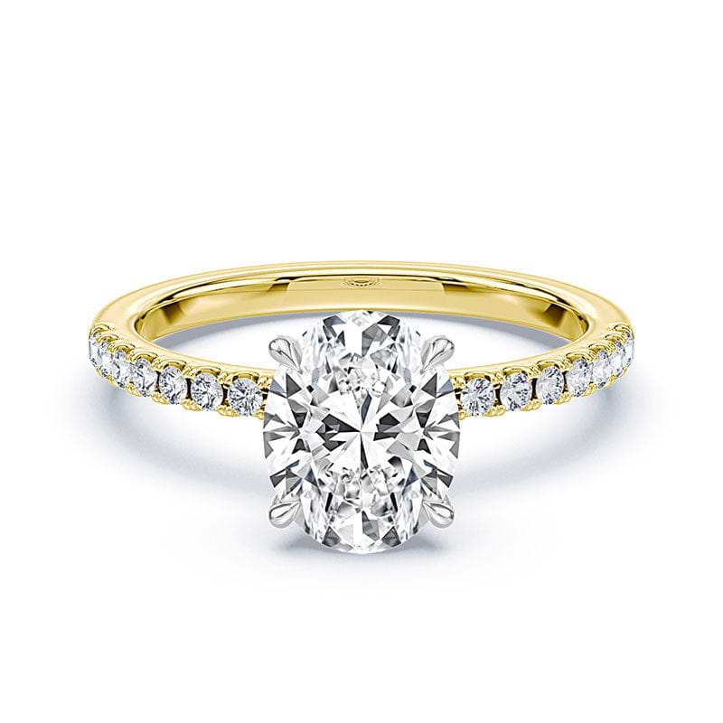 Oval Hidden Halo Pave Ring