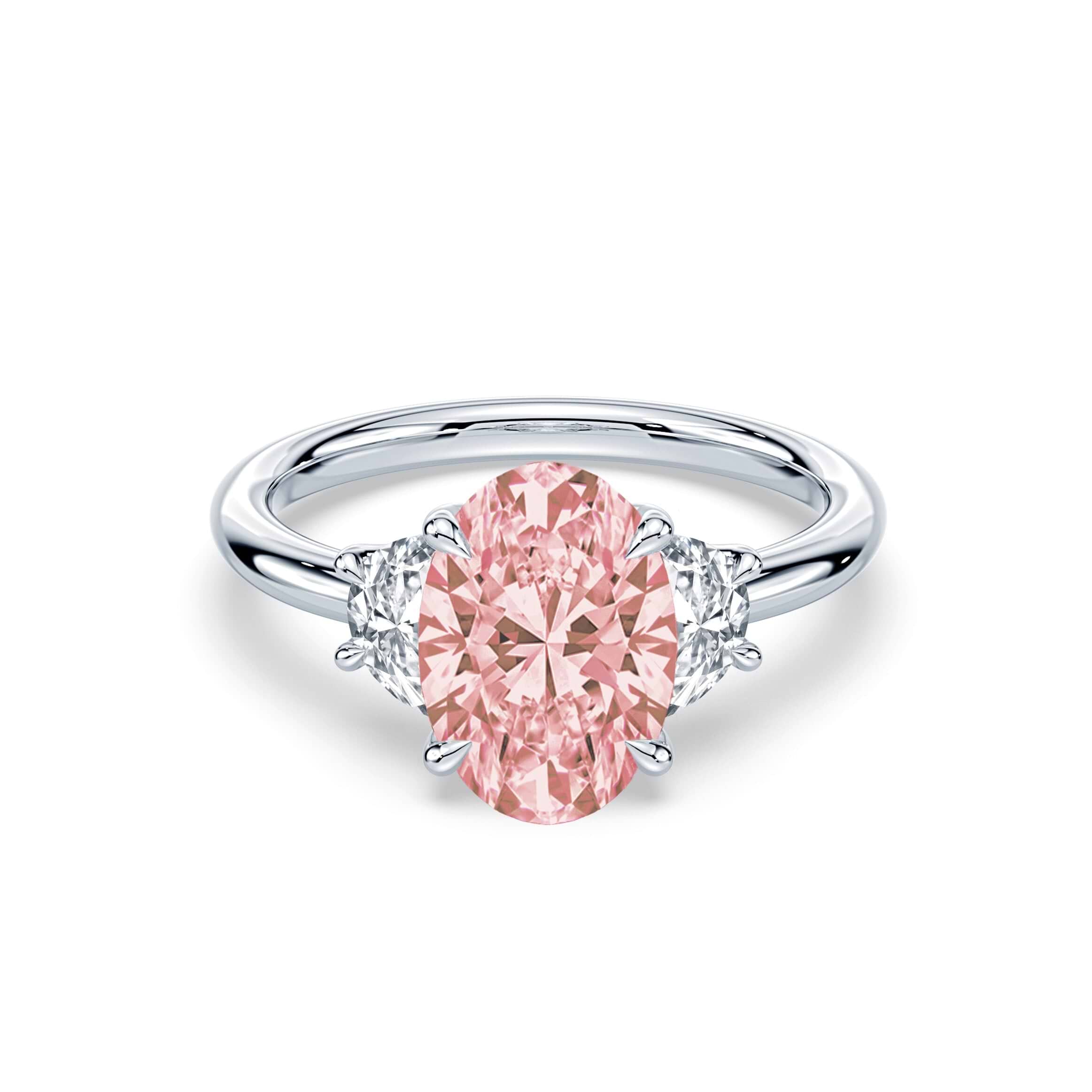 Pink Oval 4cttw Three Stone Ring