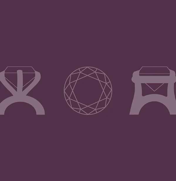 three diamond icons on a purple background