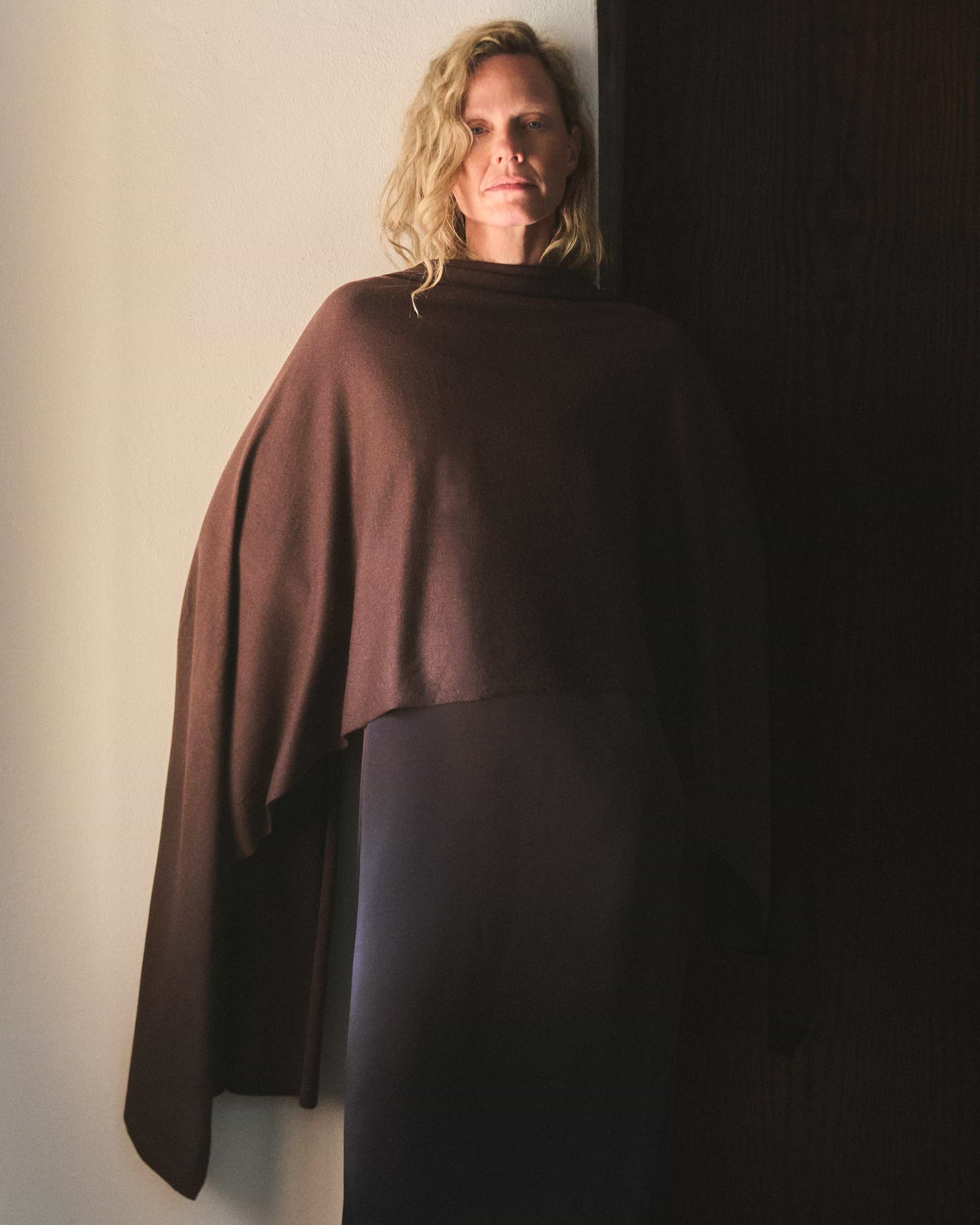 Oversized Silk-Cashmere Wrap - Umber