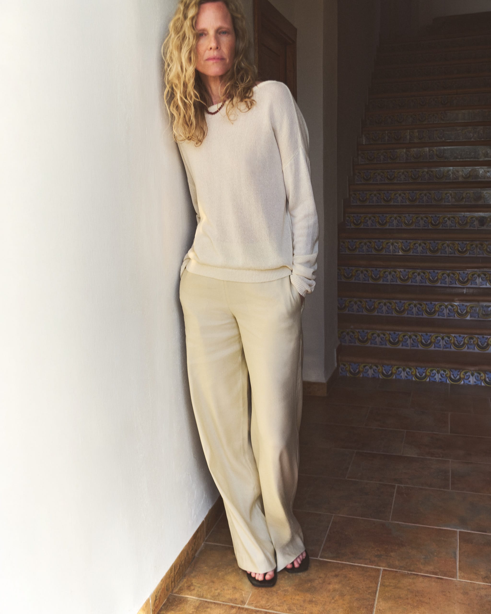 Women's Linen Wide Leg Trouser - Parchment