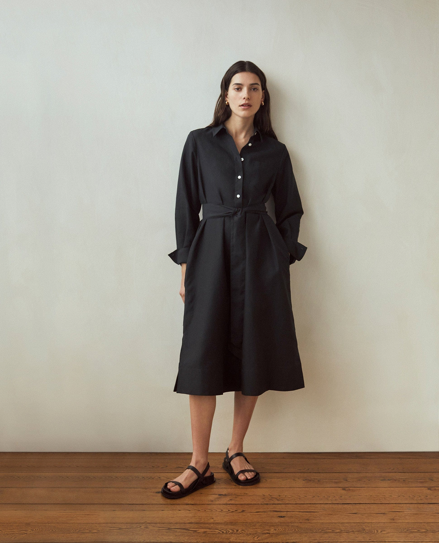 Women's Future-Linen Shirt Dress - Black