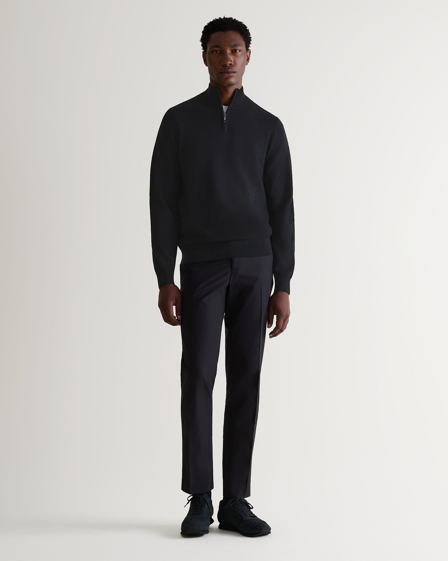 Men's Tropical Wool Drawstring Trousers - Black
