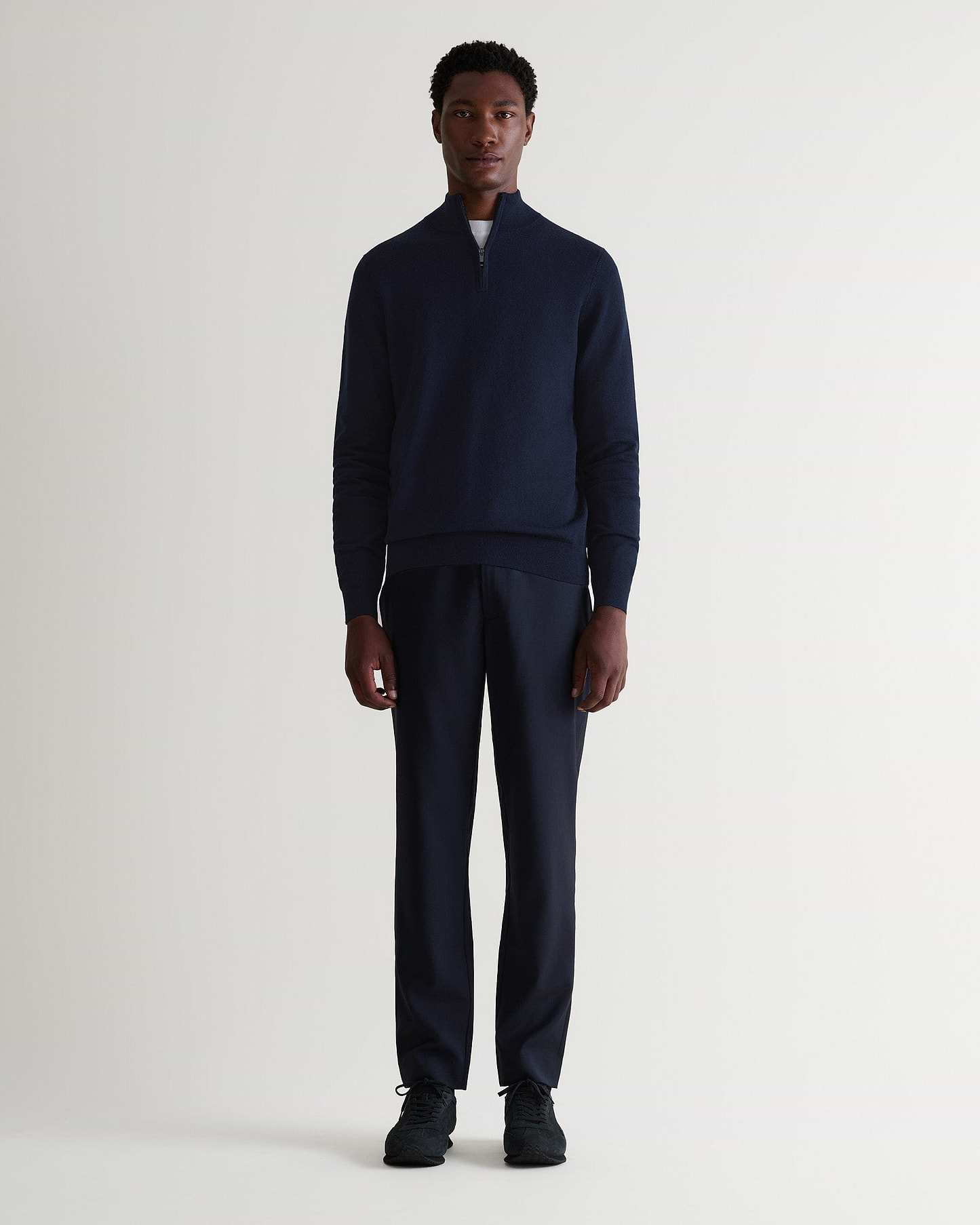 Men's Fine Merino 1/4 Zip Jumper - Indigo