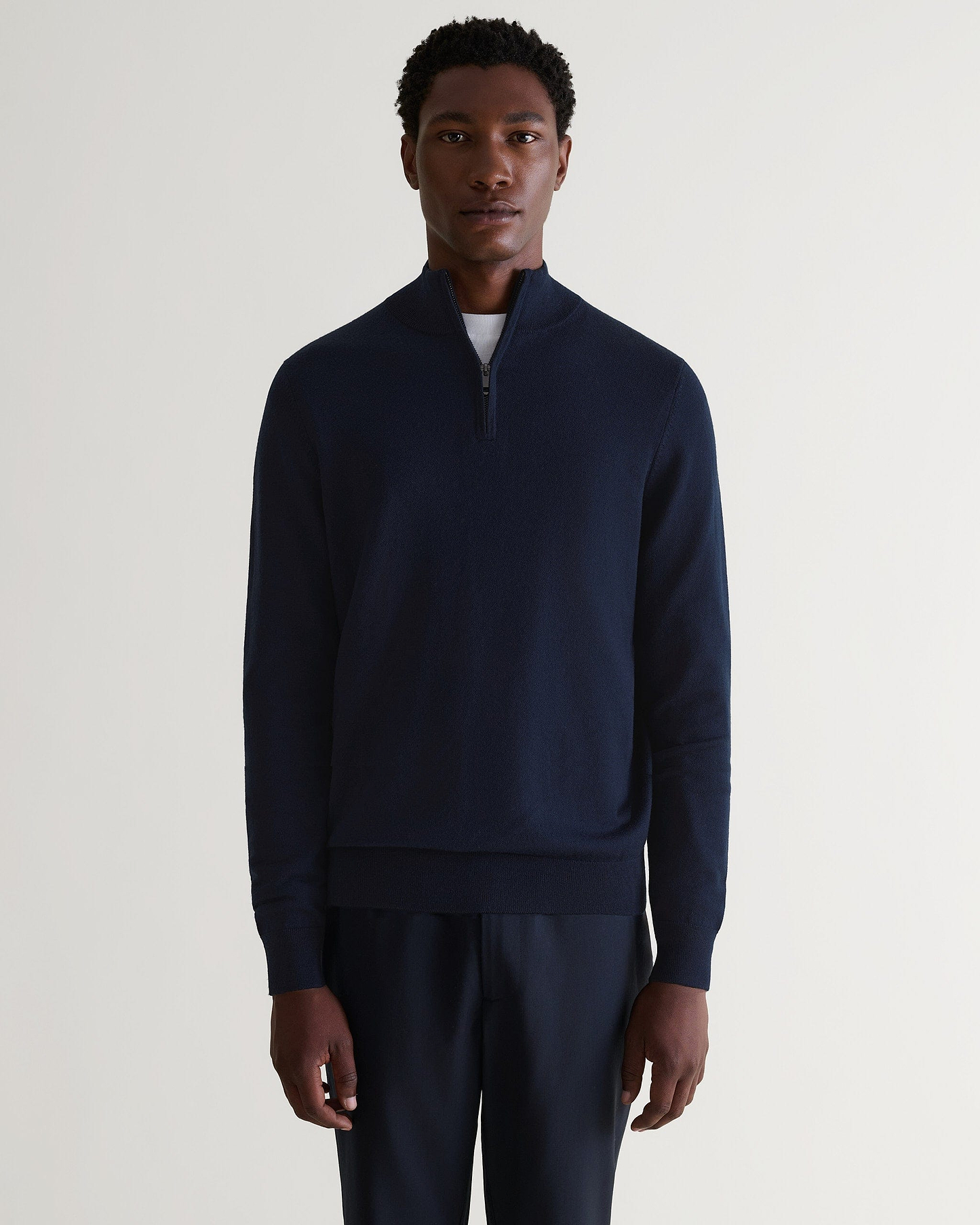 Men's Fine Merino 1/4 Zip Jumper - Indigo