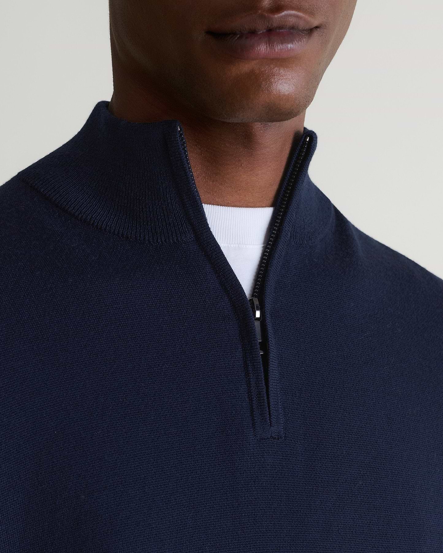 Men's Fine Merino 1/4 Zip Jumper - Indigo