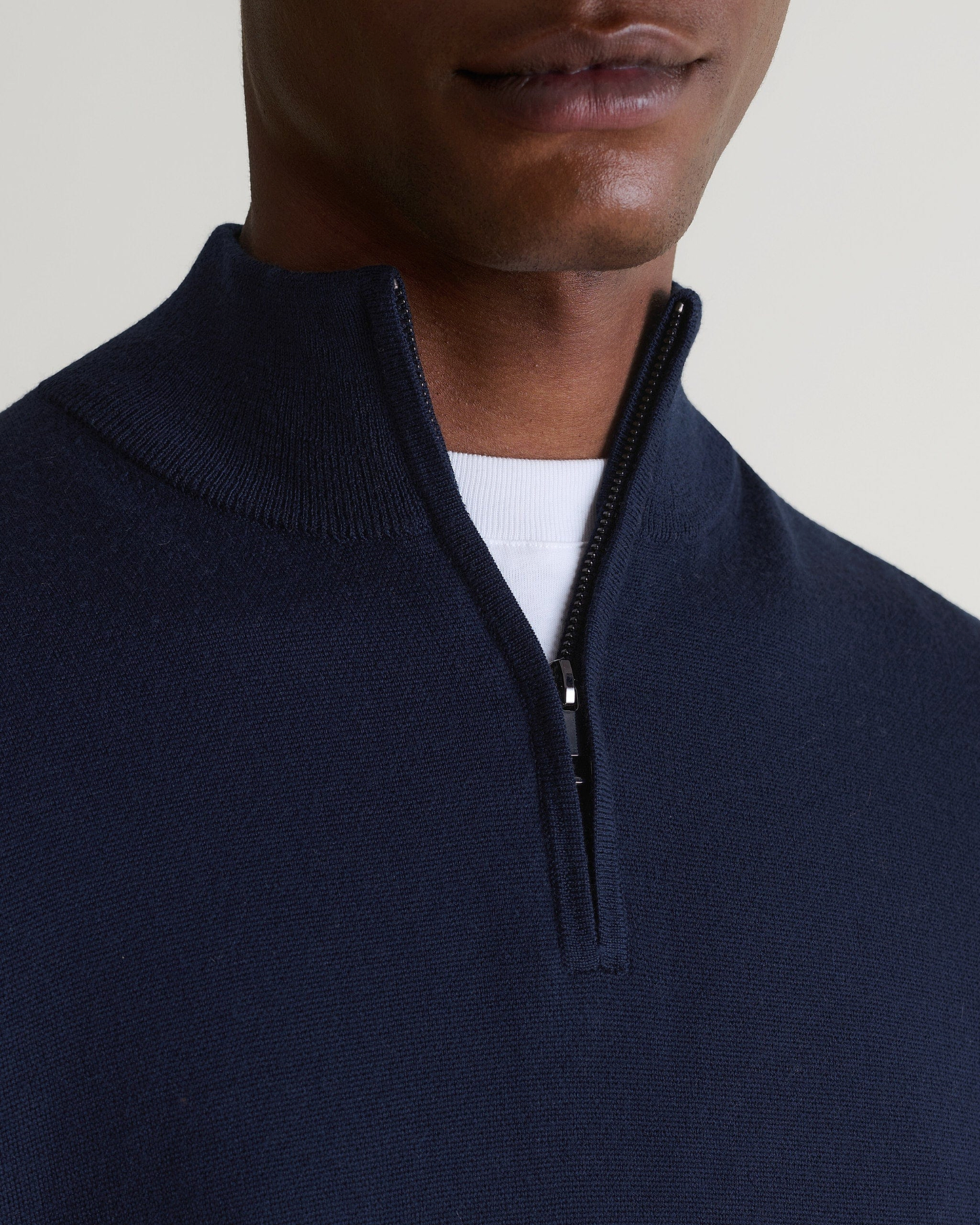 Men's Fine Merino 1/4 Zip Jumper - Indigo