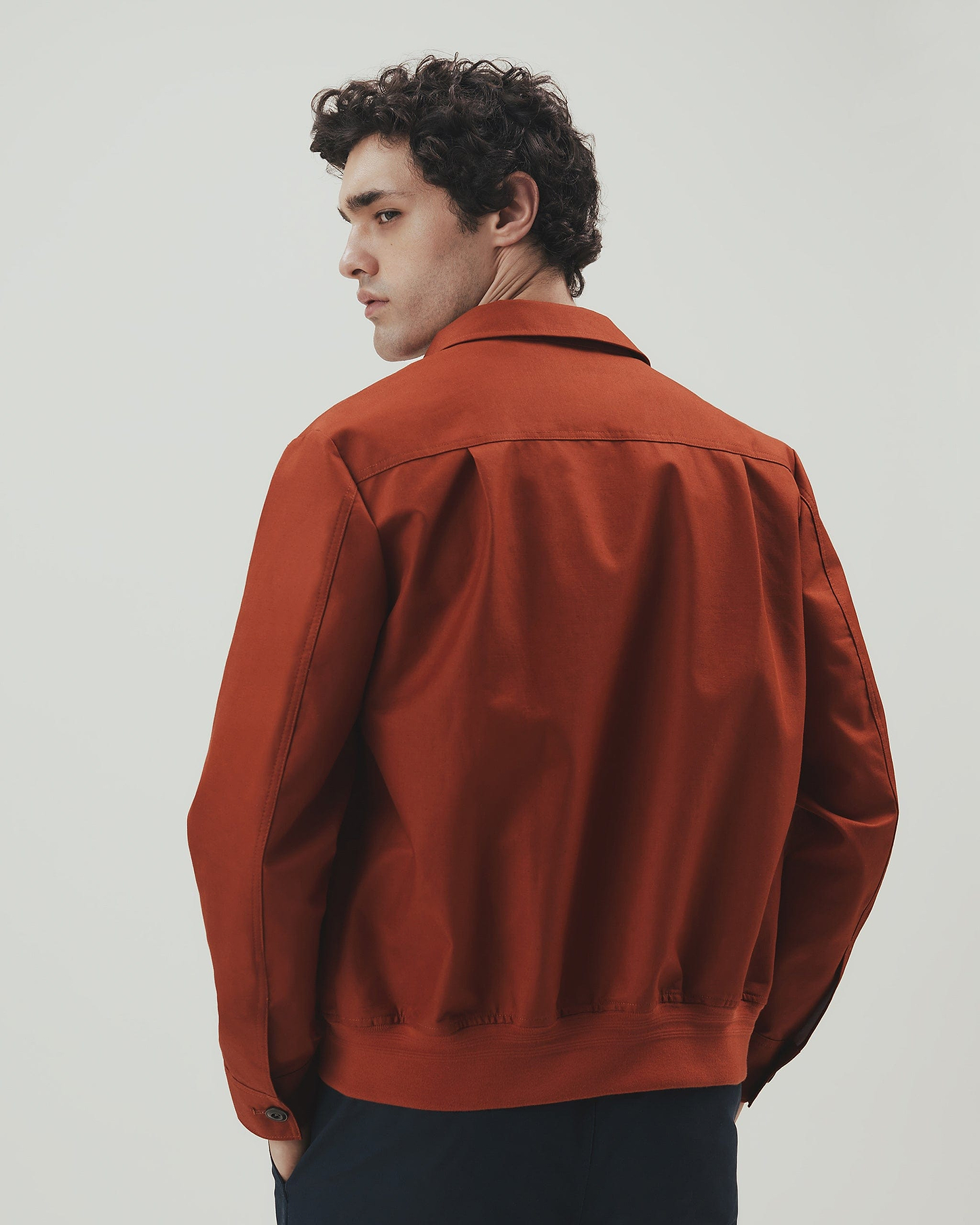Men's French Linen Bomber Jacket - Rust