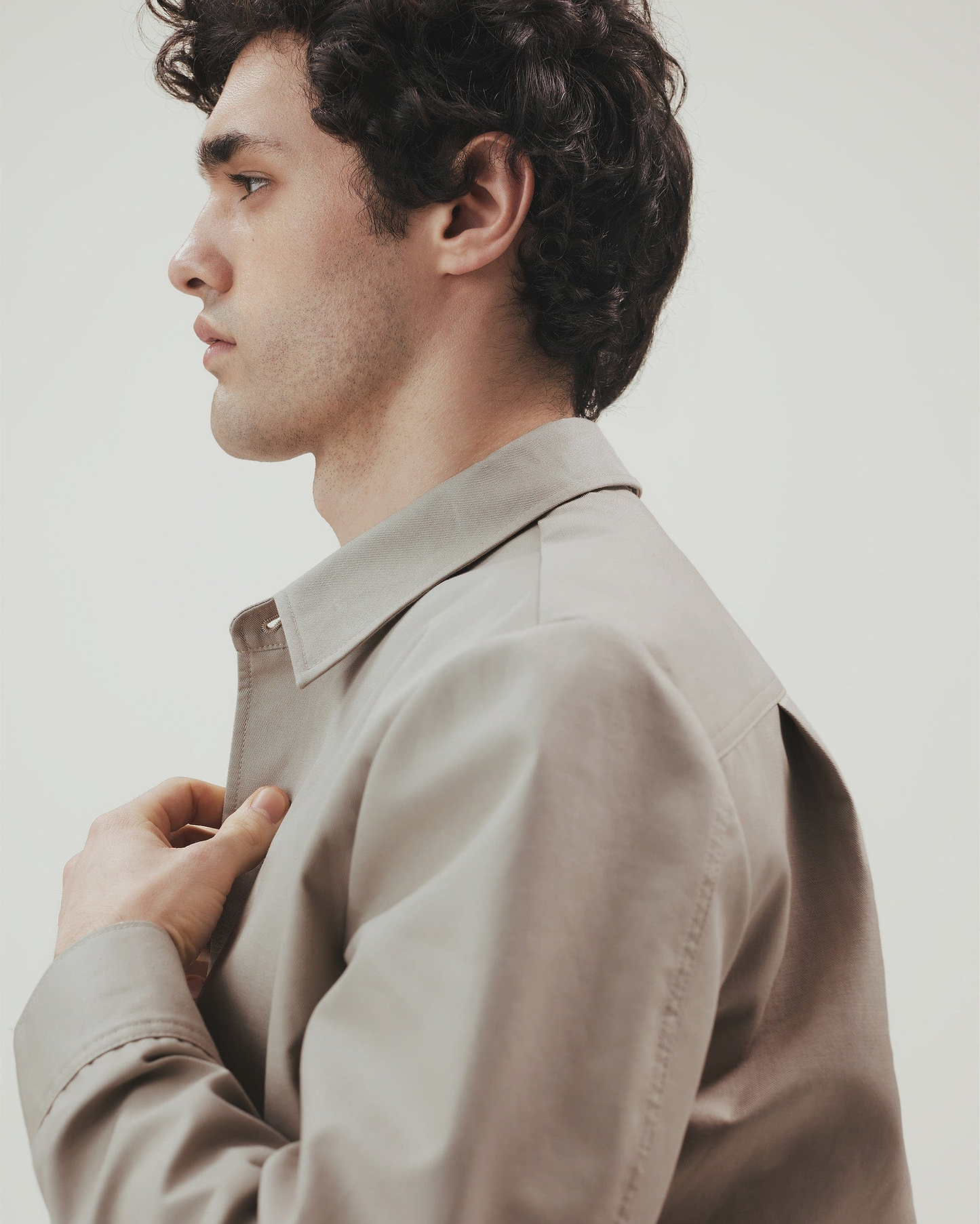 Men's French Linen Bomber Jacket - Stone