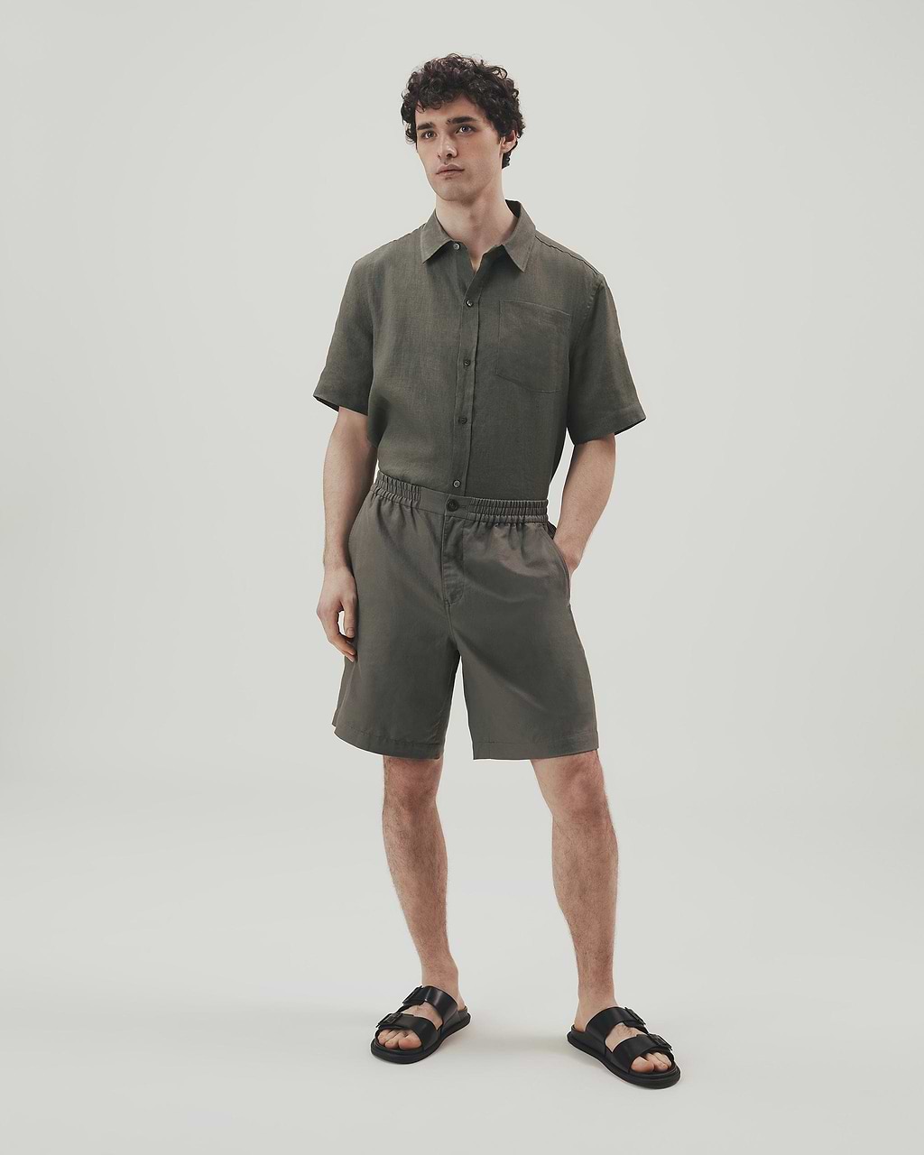Men's French Linen Shorts - Khaki