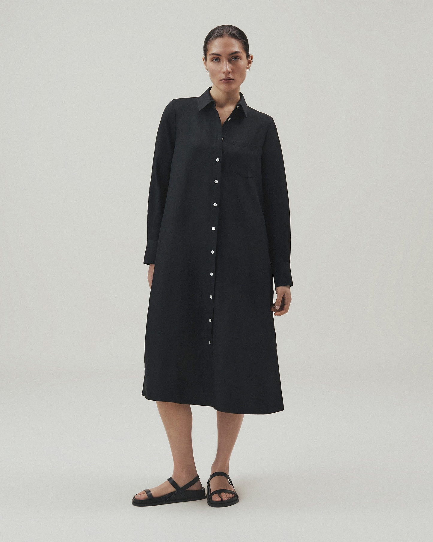 Women's Future-Linen Shirt Dress - Black
