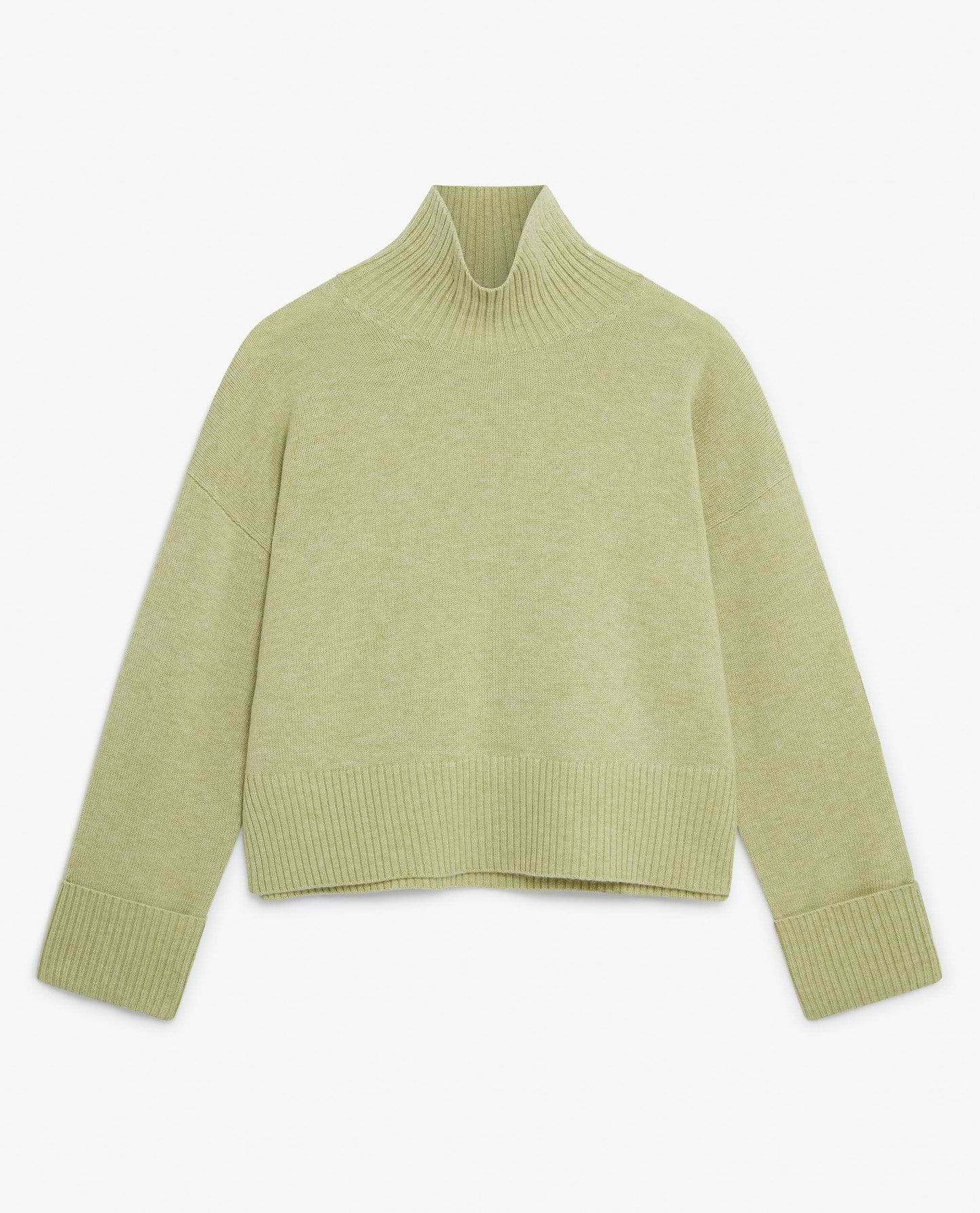 Women's Cashmere Merino High Neck Jumper - Lichen