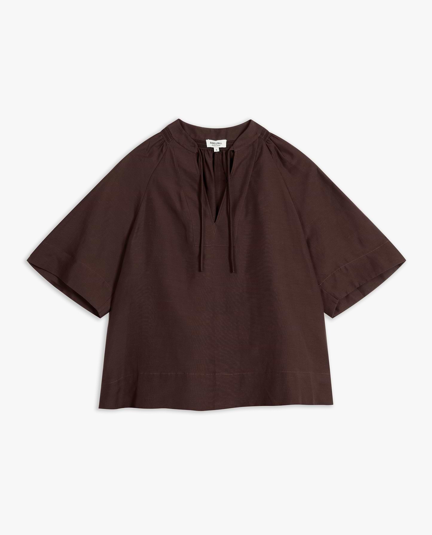 Women's Future-Linen Tie Neck Blouse - Umber