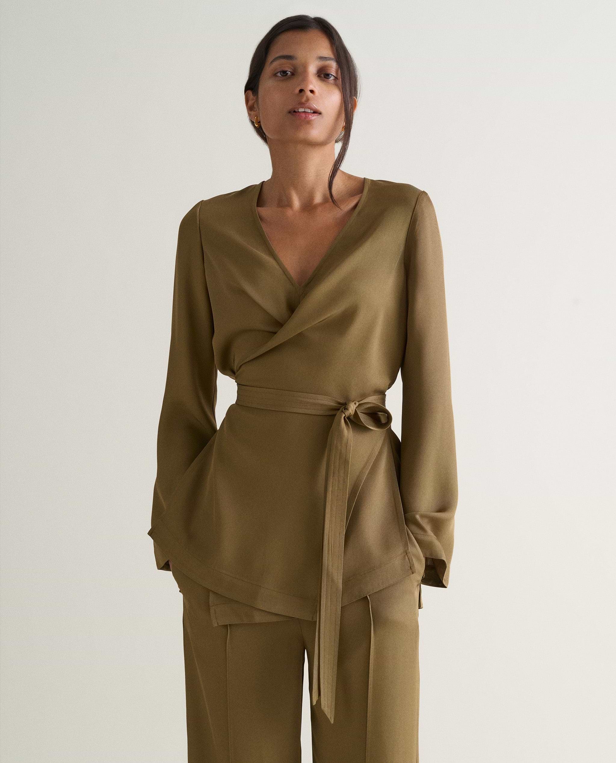 Women's NAIA™ Draped Wrap Top - Golden Olive