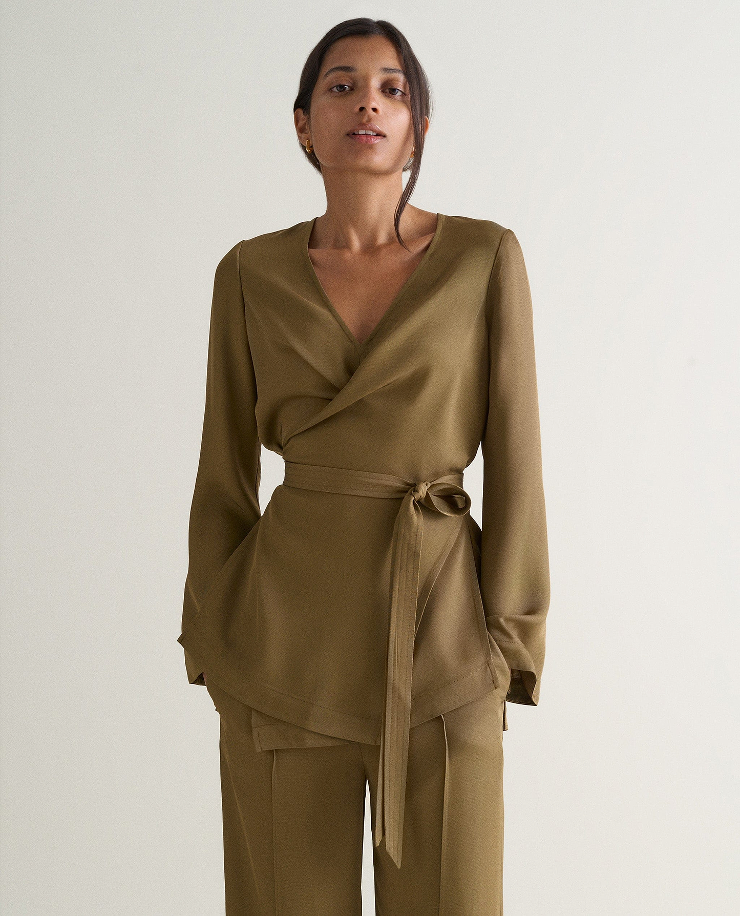 Women's NAIA™ Draped Wrap Top - Golden Olive
