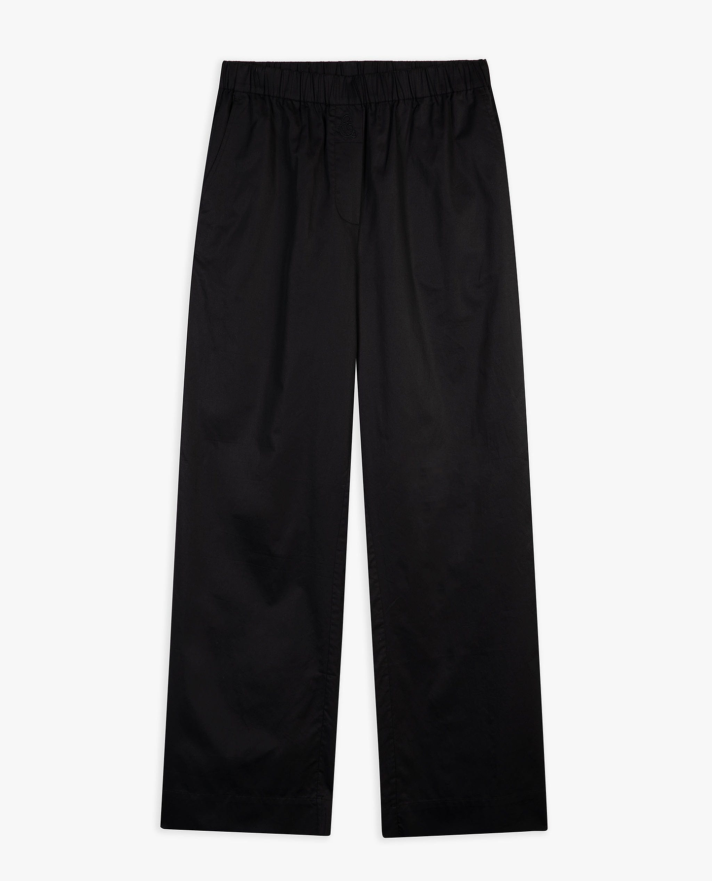 Women's Organic Cotton Poplin Easy Trousers - Black