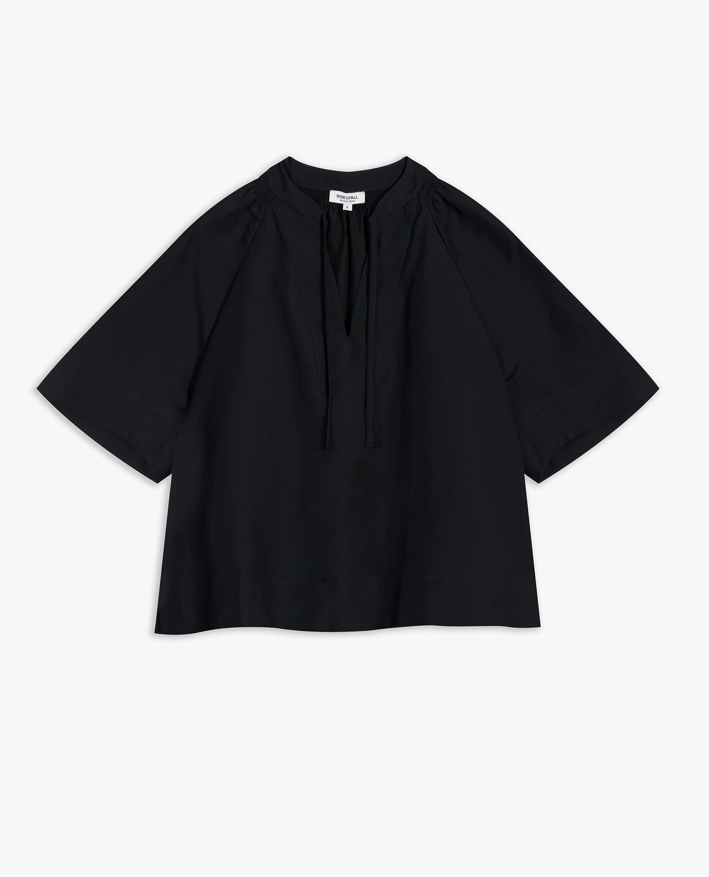 Women's Future-Linen Tie Neck Blouse - Black