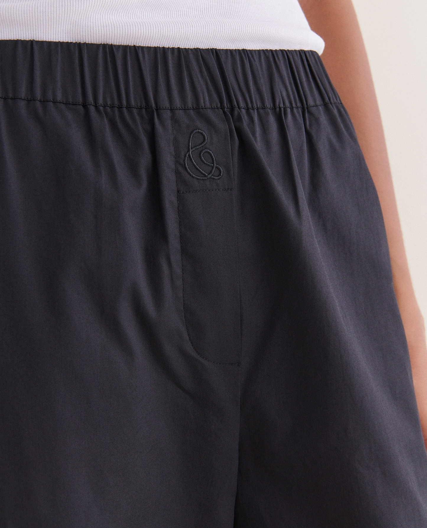 Women's Organic Cotton Poplin Easy Trousers - Black